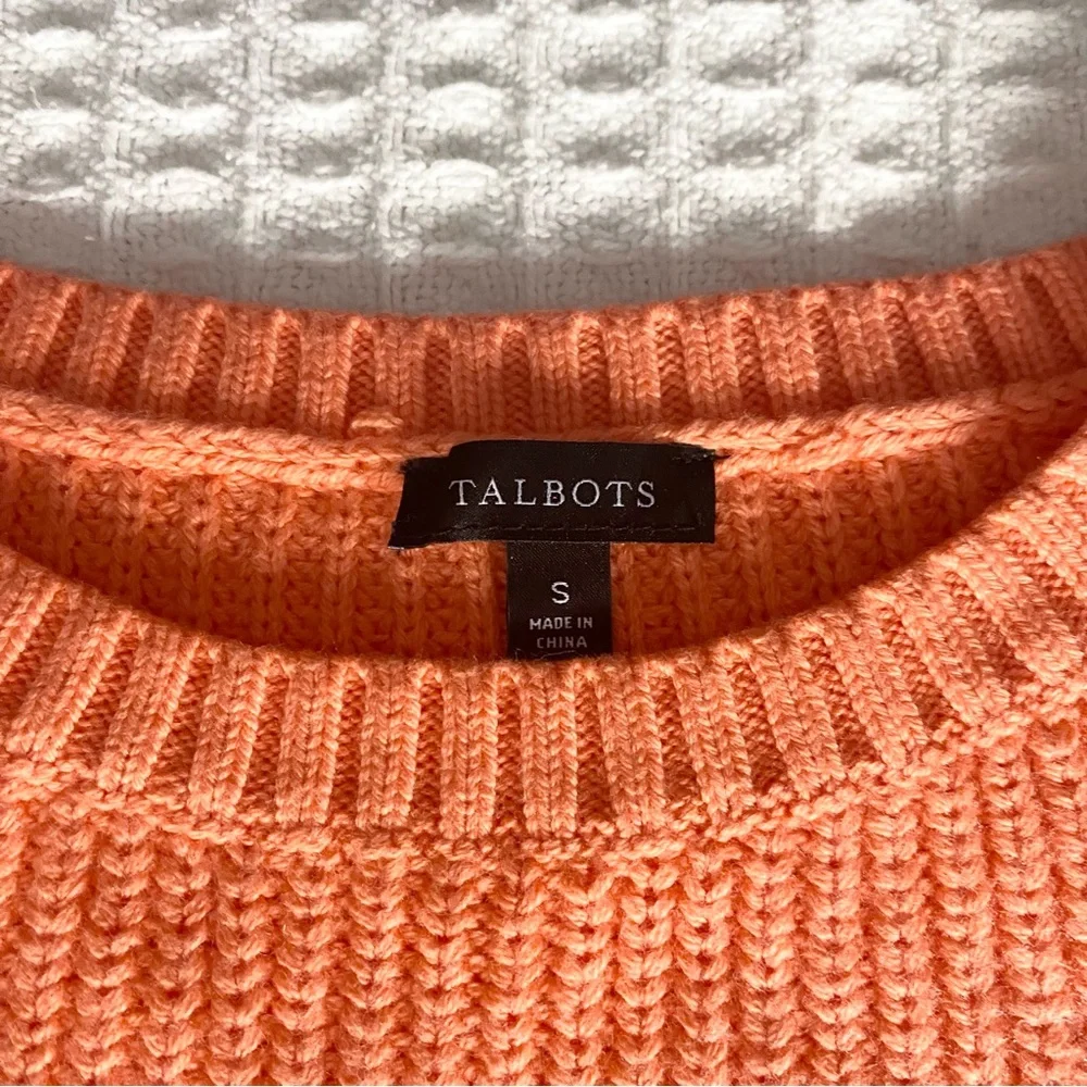 Talbots orange cotton blend crewneck sweater size Small